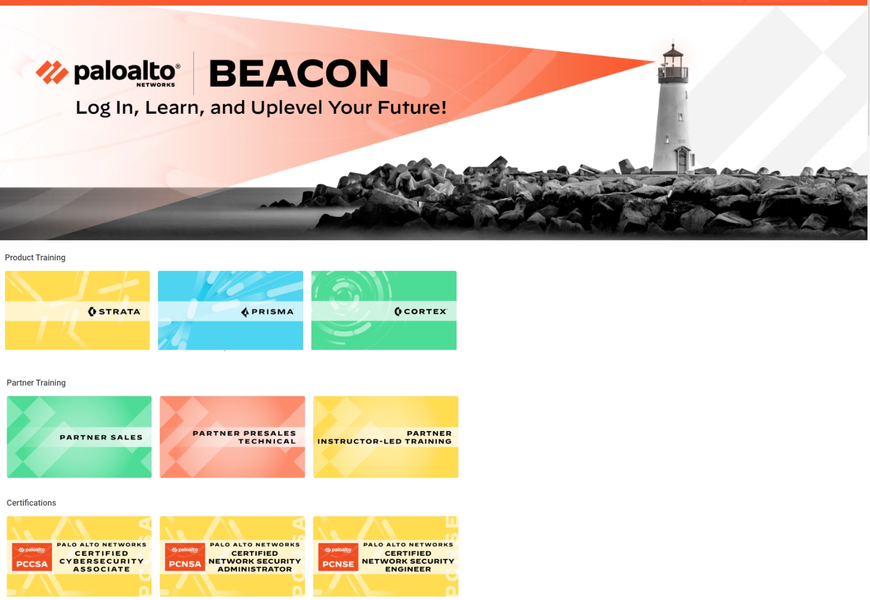 Log in, learn and uplevel your future with Beacon. We've moved all customer and partner learning onto Beacon, as shown here, to make it a truly centralized location to access digital learning, instructor-led training and certification. 